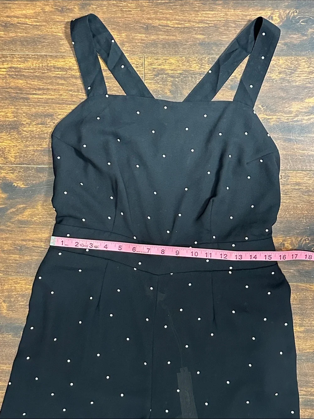 🖤 LOVESTITCH Black Polka Dot Wide Leg Romper L NWT • Open Back Crisscross! 🖤